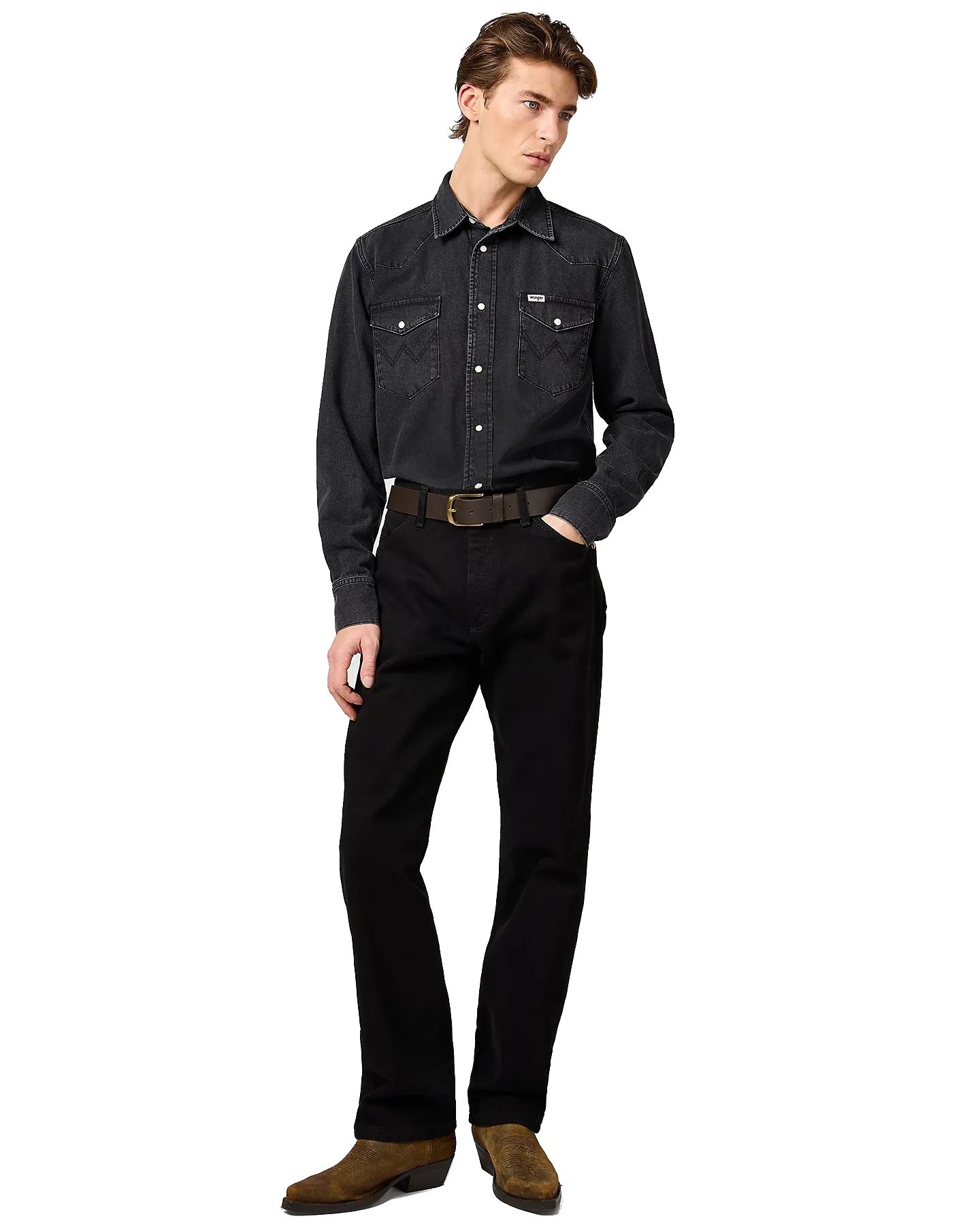 Western Shirt in Rinse Black
