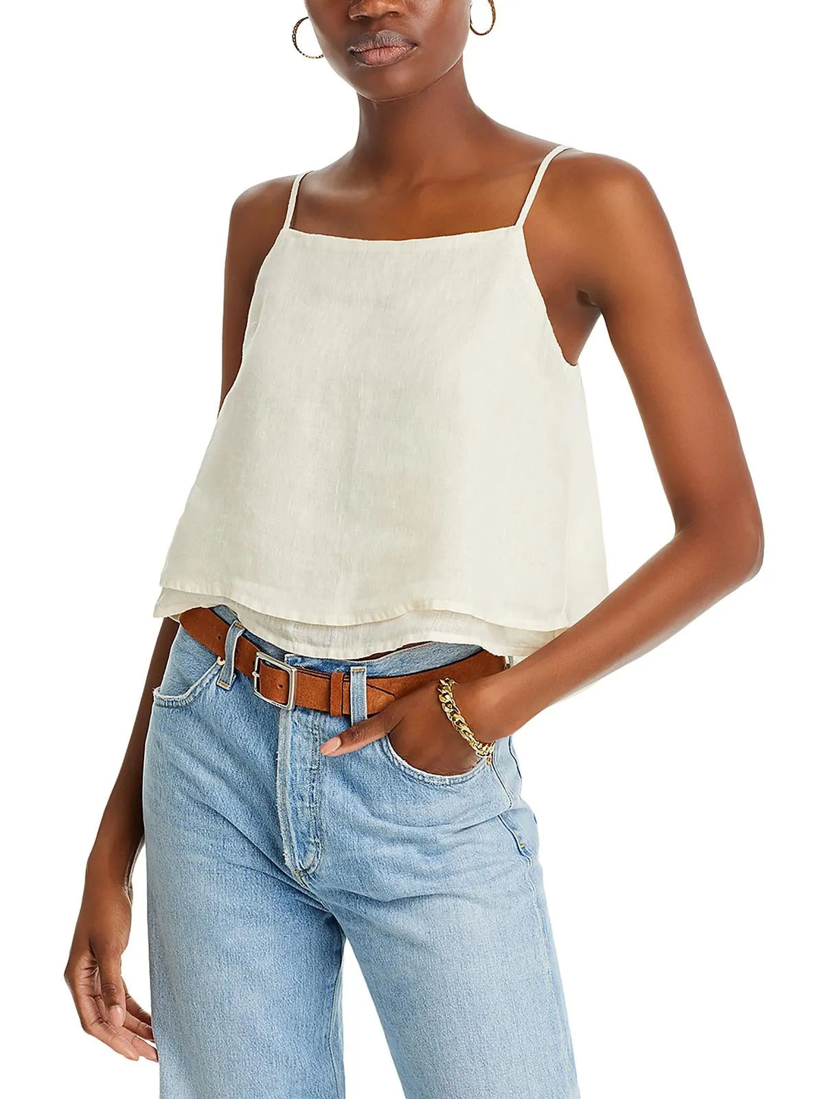 Womens Linen Layered Tank Top