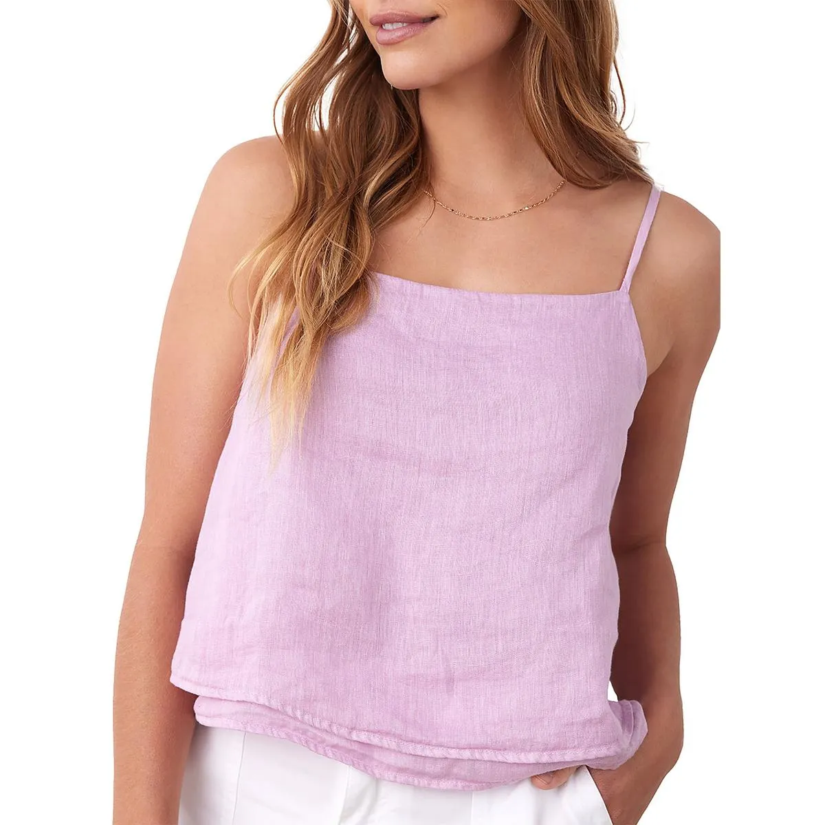 Womens Linen Layered Tank Top