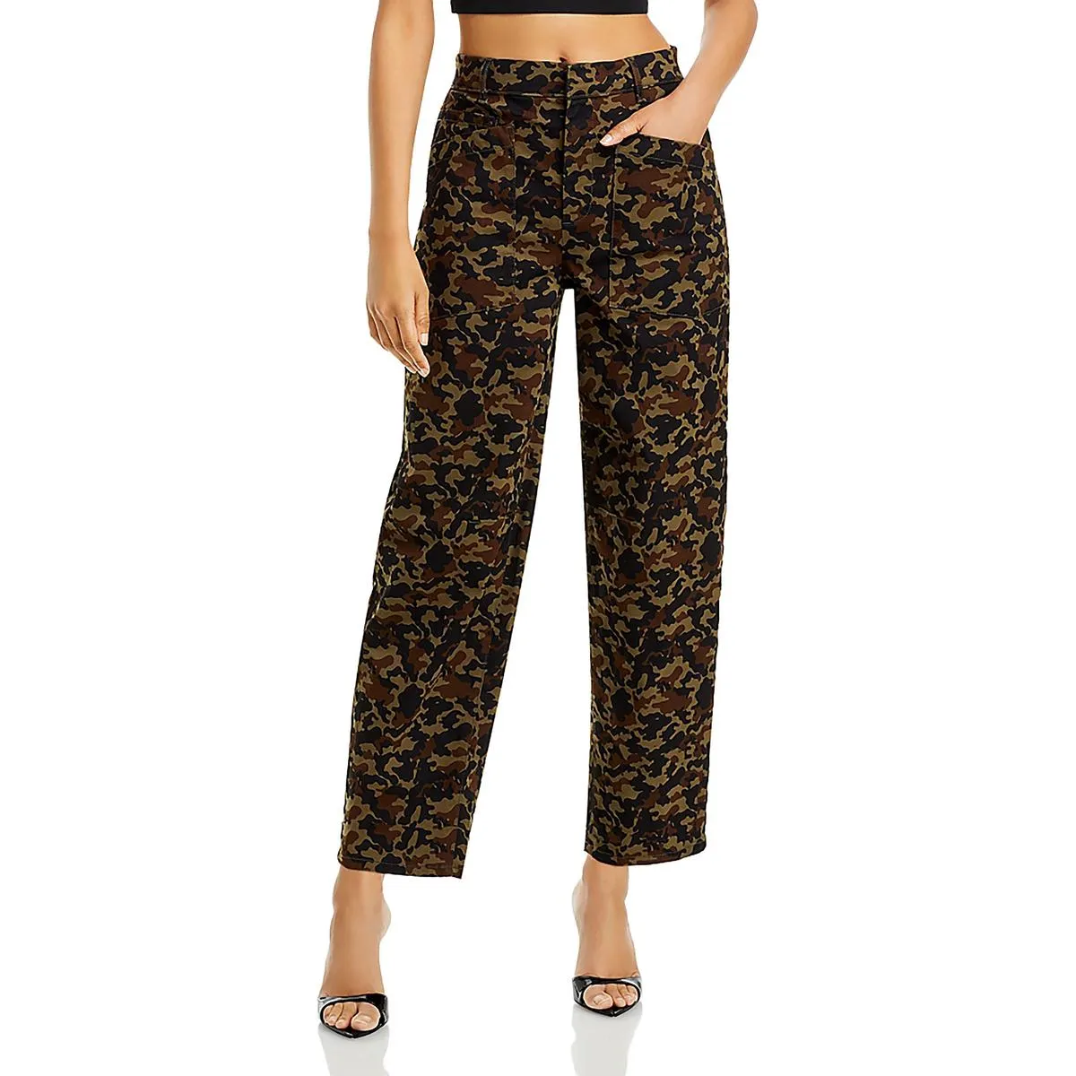 Womens Relaxed Camouflage Straight Leg Pants