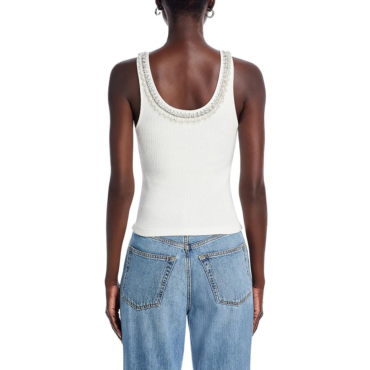 Womens Ribbed Embellished Tank Top