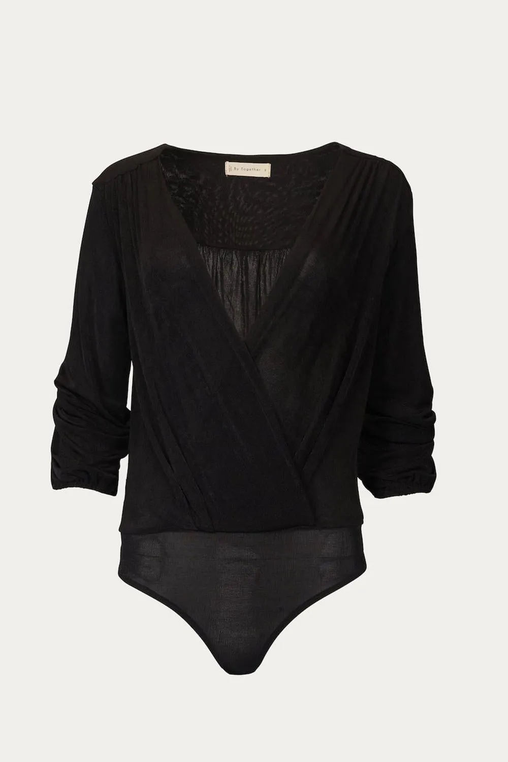 Wrap-Effect Stretch-Jersey Bodysuit In Black